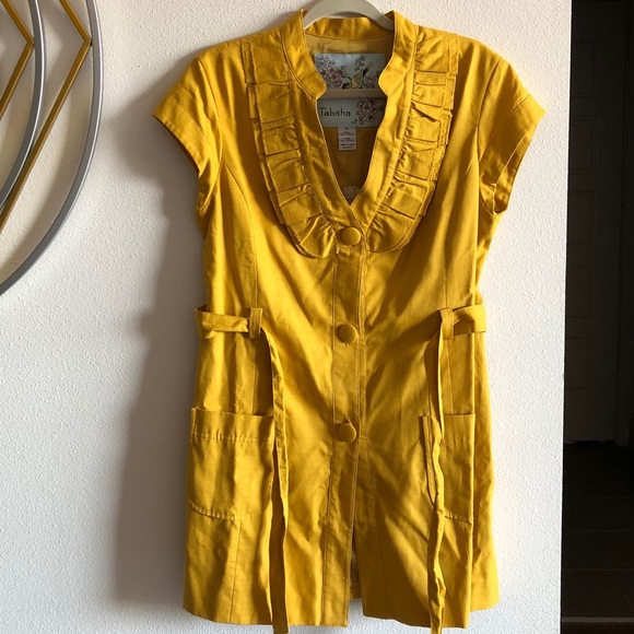 SOLD π Anthro Tabitha Mustard Yellow Coat Dress - Picture 2 of 8